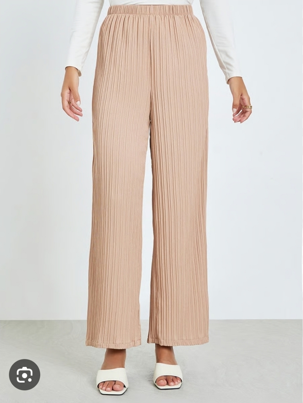 Pleated Wide-Leg Pants in Blush Pink